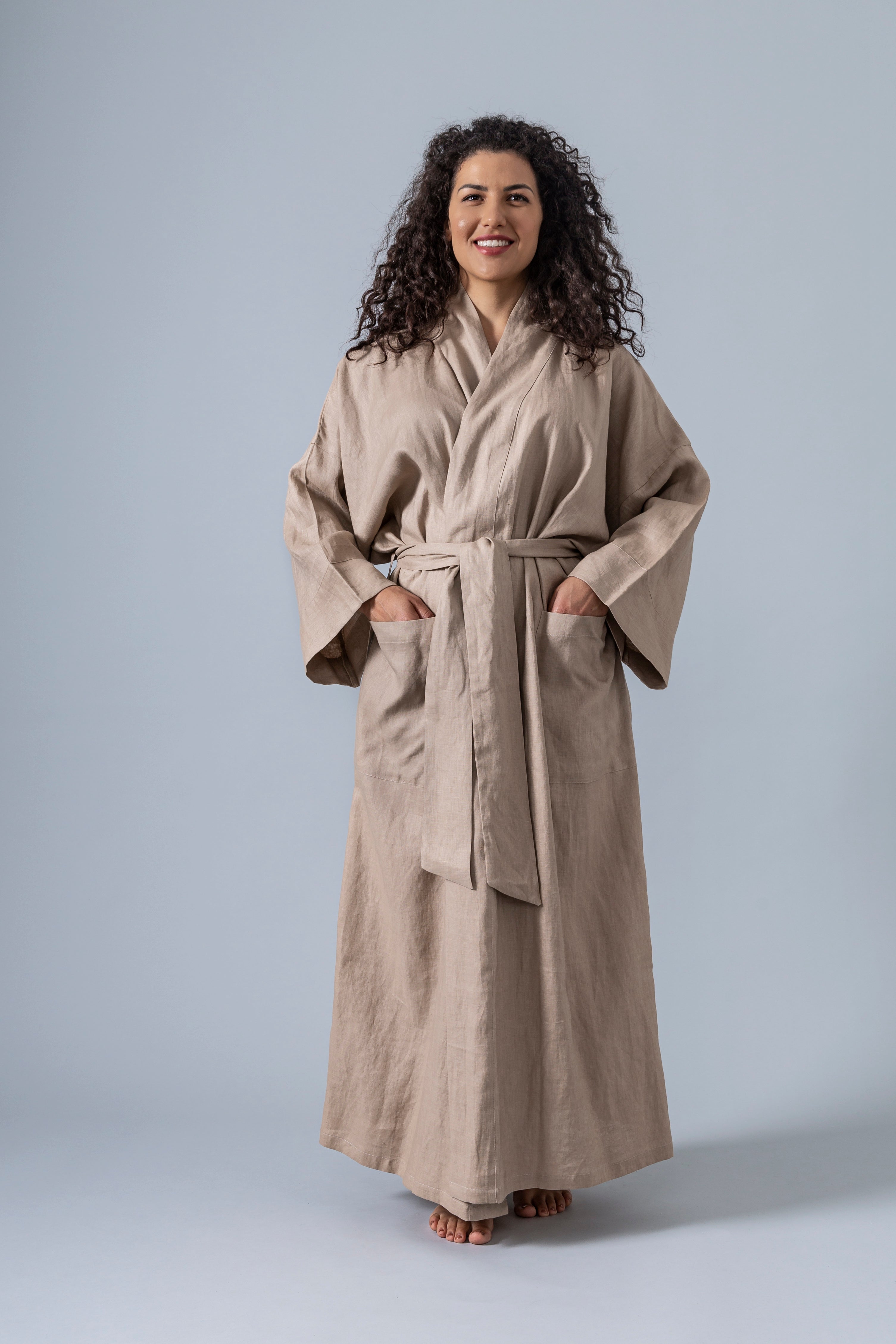 Linen Kimono Robe - Ecru Linen Kimono Robe - Ecru