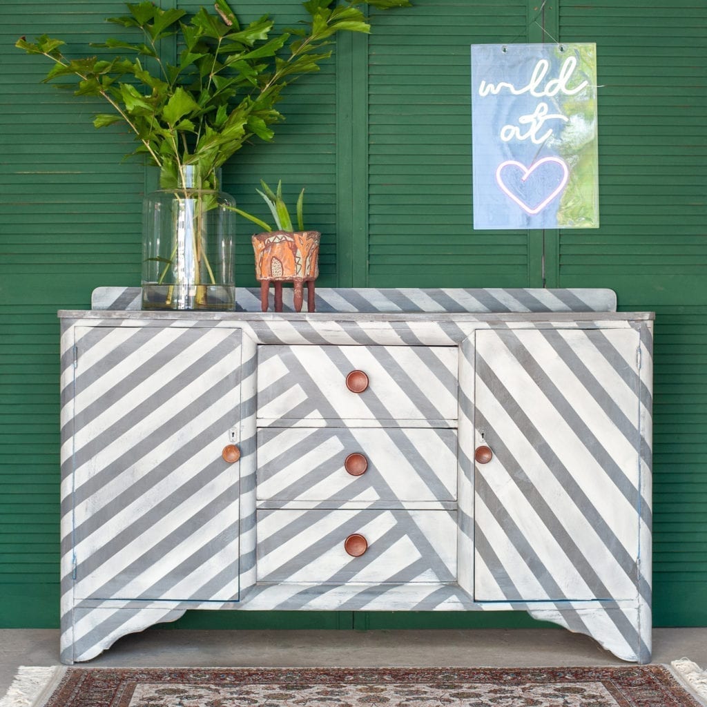 Striped Linen Look Cupboard