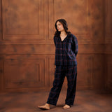 PLAID LAMÉ  PYJAMA SET - MIDNIGHT BLUE