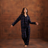 PLAID LAMÉ  PYJAMA SET - MIDNIGHT BLUE