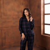 PLAID LAMÉ  PYJAMA SET - MIDNIGHT BLUE