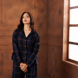 PLAID LAMÉ  PYJAMA SET - MIDNIGHT BLUE