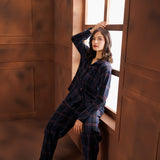 PLAID LAMÉ  PYJAMA SET - MIDNIGHT BLUE