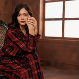 PLAID LAMÉ COTTON PYJAMA SET- GARNET