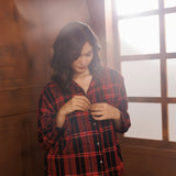 PLAID LAMÉ COTTON PYJAMA SET- GARNET