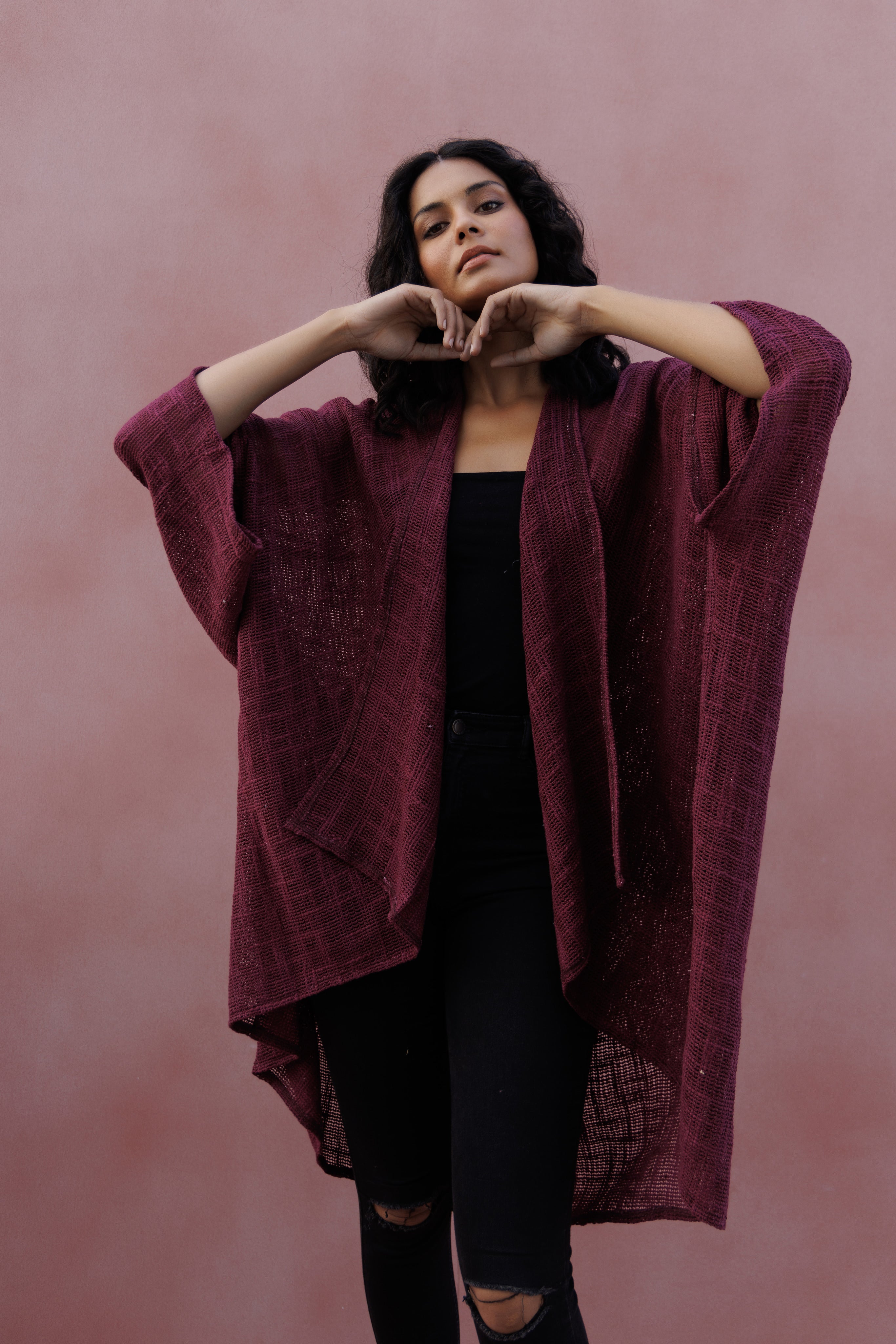 Radha rani hemp cotton kimono - plum - Gaudy & Prim