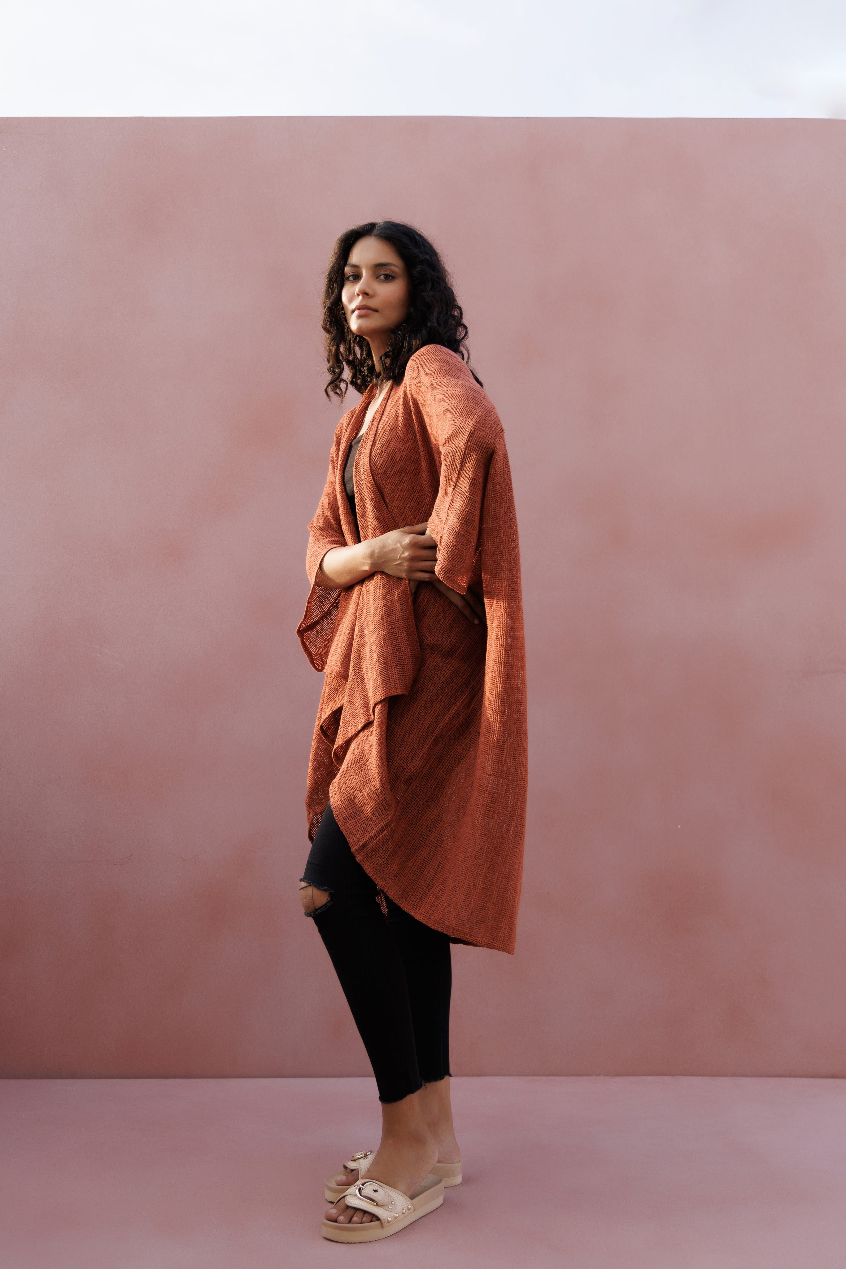 Radha Rani Hemp Cotton Kimono - Clay - Gaudy & Prim