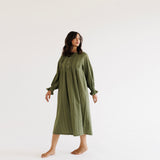 FLEUR 100% ORGANIC COTTON NIGHTIE - OLIVE