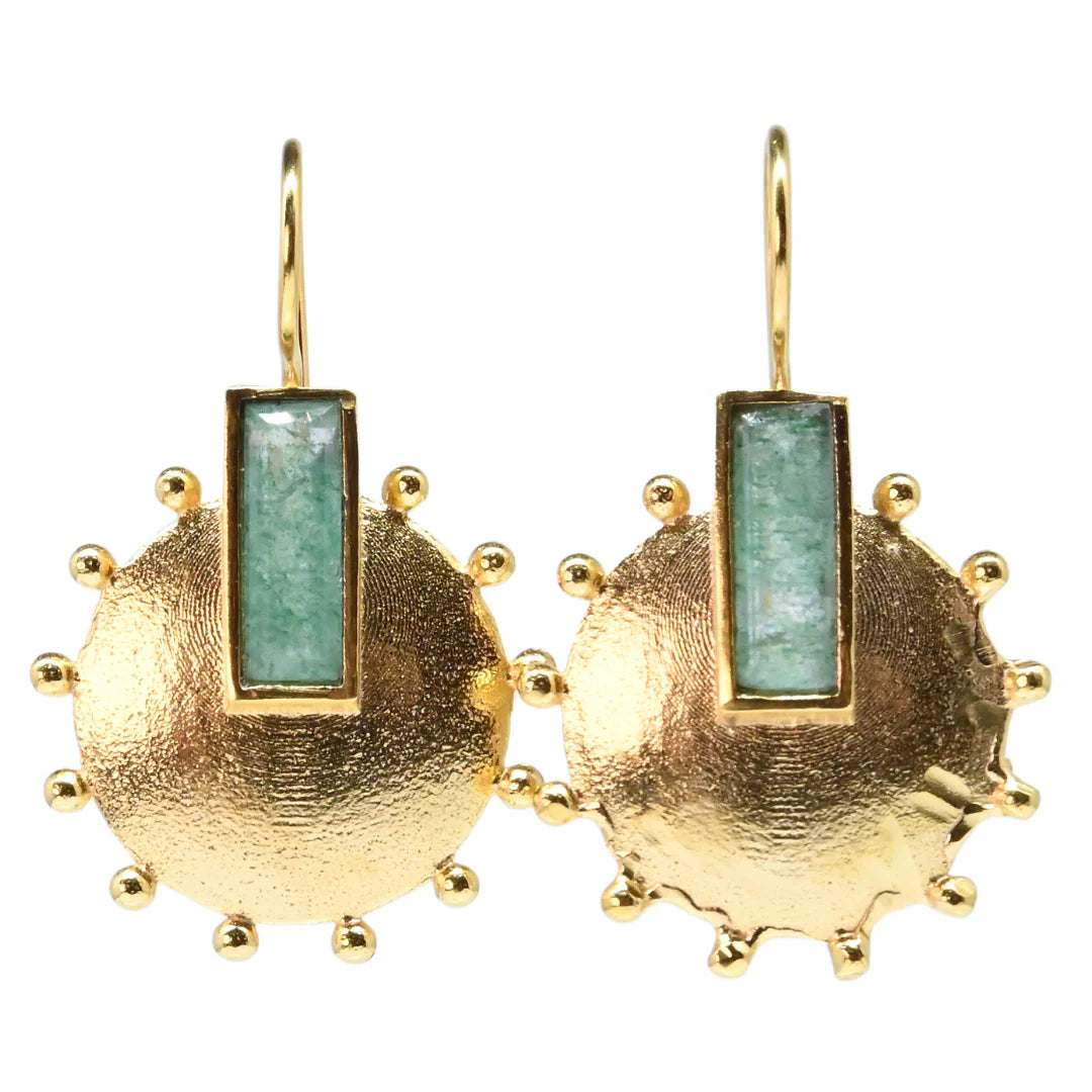 Euro Gold Inset Gemstone Earrings