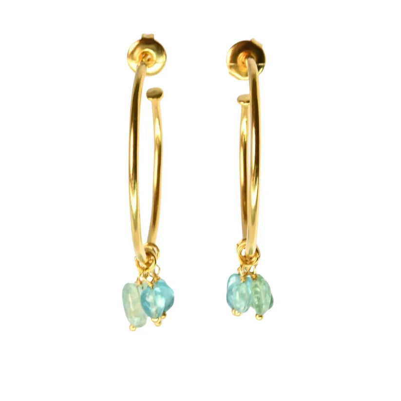 Euro Gold Gemdrop Hoop Earrings