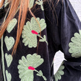 Suzani Velvet Jacket Long - Heart Border (Style 2 )