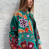 Suzani Velvet Jacket -Long - Botanical (Style 4 )