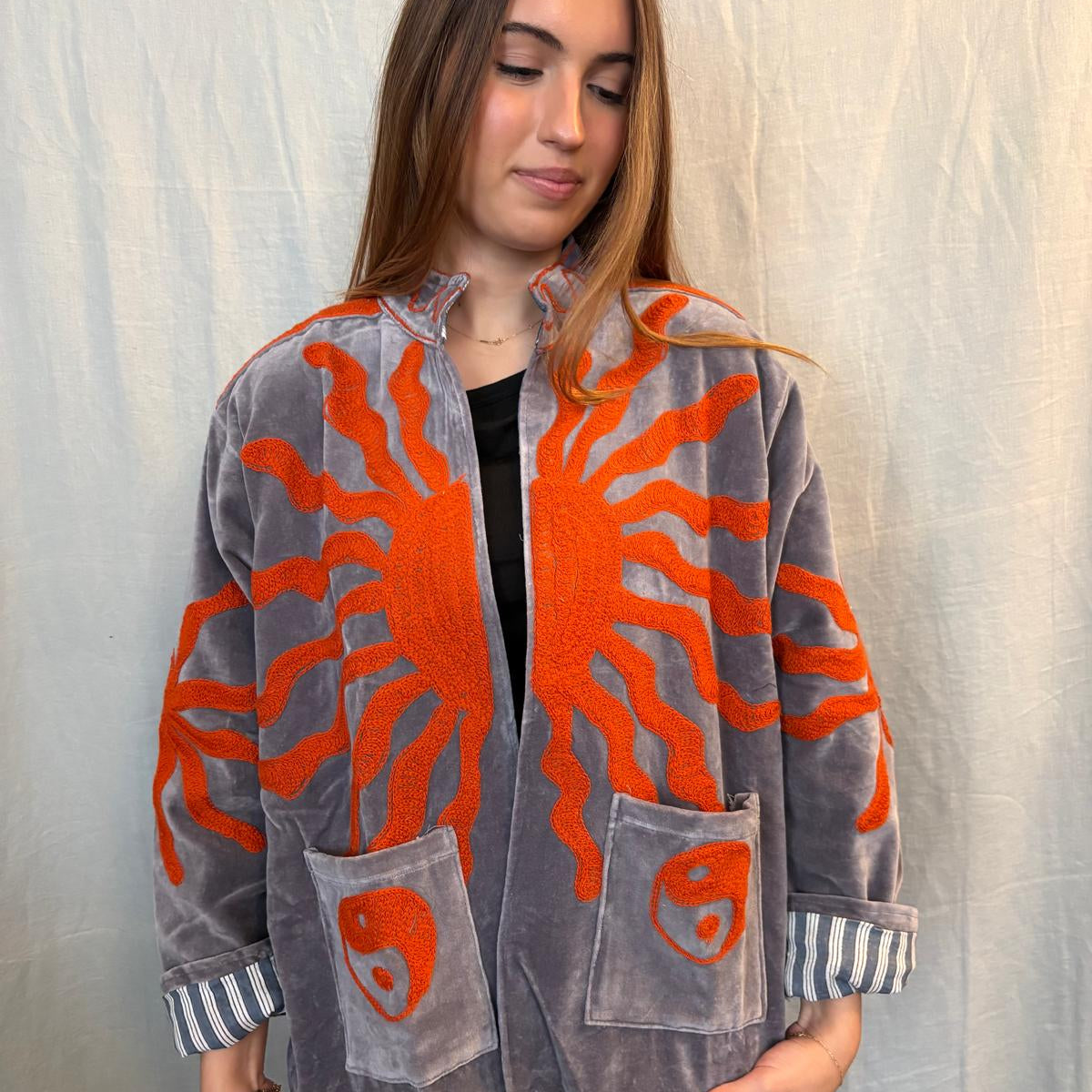 Suzani Velvet Jacket Short - Sun