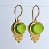 Euro Gold Oval Gemstone Earrings