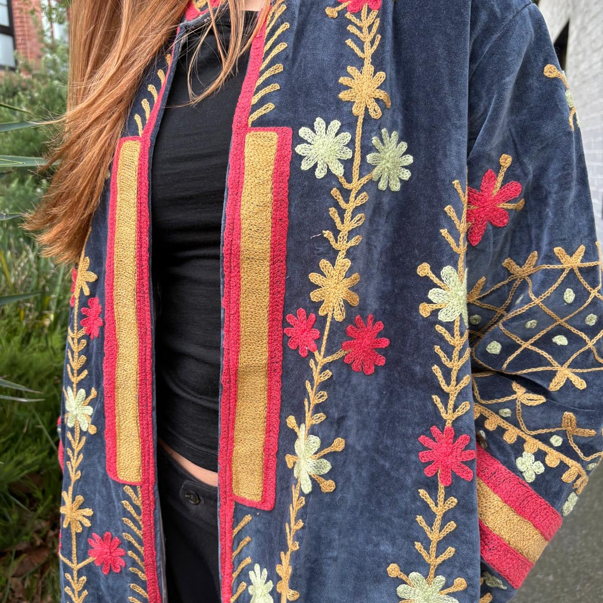 Suzani Velvet Jacket Long - Diamond (Style 1 )