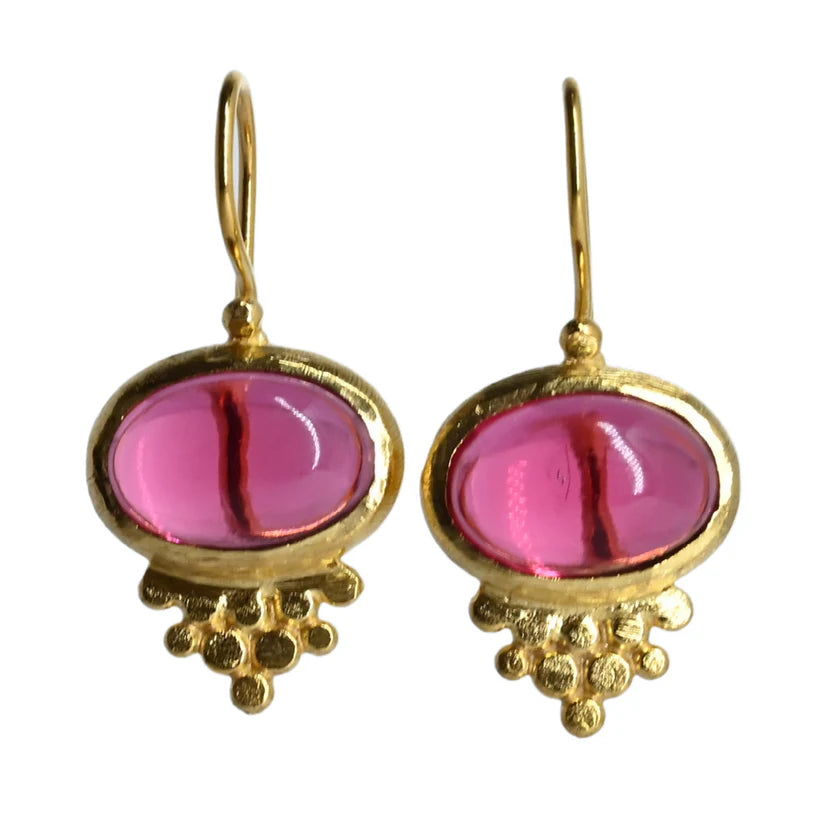 Euro Gold Oval Gemstone Earrings