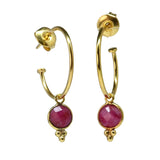 Euro Gold Hoop Earrings Petite Gemstone