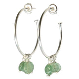 Euro Silver Gemdrop Hoop Earrings