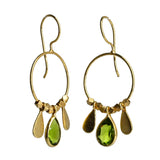 Euro Gold Earrings Circle with Three Drops
