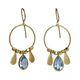 Euro Gold Earrings Circle with Three Drops