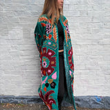 Suzani Velvet Jacket -Long - Botanical (Style 4 )