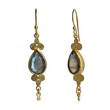 Euro Gold Earrings Drop Gemstones