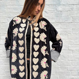 Suzani Velvet Jacket Long - Heart Border (Style 2 )