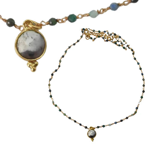 Euro Gold Assorted Gemstone 45cm Necklace