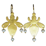 Euro Gold Queen Bee with Pearl Earrings