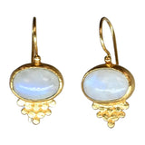 Euro Gold Gemstone Earrings - Moonstone
