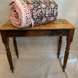 Cotton Block Print Quilt Garden Rose and Stripe