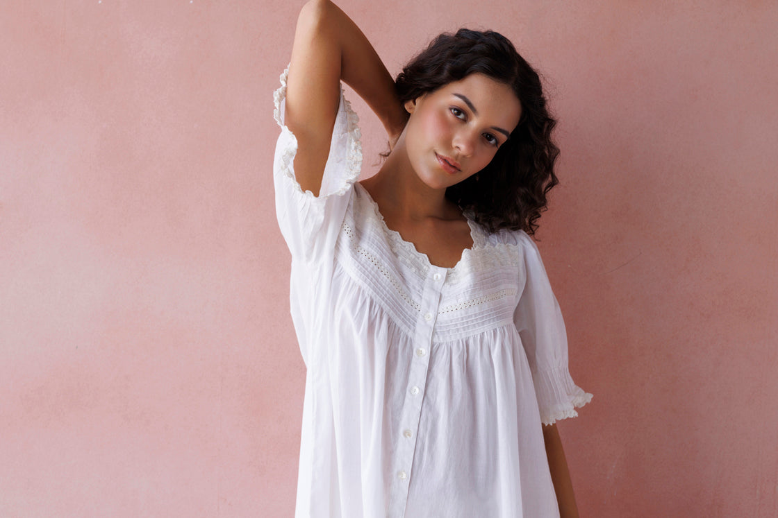 HYACINTH WHITE COTTON NIGHTIE