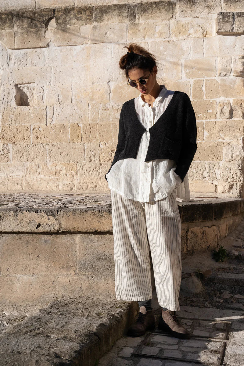 Darcy Pants- Cotton Cream Ticking - Gaudy & Prim