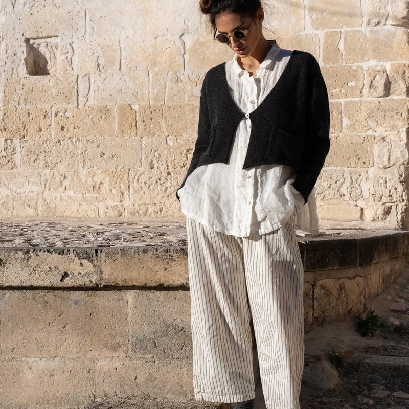 Darcy Pants- Cotton Cream Ticking - Gaudy & Prim