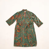 Velvet printed robe - Sage