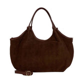Hector Large Suede Leather Tote - Brown