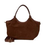 Hector Small Suede Leather Tote - Brown