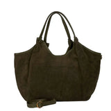 Hector Large Suede Leather Tote - Khaki