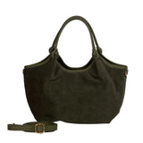 Hector Small Suede Leather Tote - Khaki