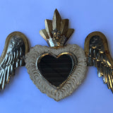 Mexican Beige Tin Heart Mirror