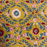 Hand Block Printed Bedding- Mustard and Blue Floral