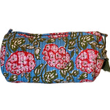 Cosmetic Bag - Block Print Blue and Red Floral