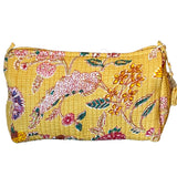 Cosmetic Bag - Block Print Yellow Floral