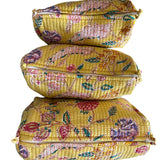Cosmetic Bag - Block Print Yellow Floral