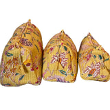 Cosmetic Bag - Block Print Yellow Floral