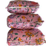 Cosmetic Bag - Block Print Pink Floral
