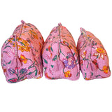 Cosmetic Bag - Block Print Pink Floral