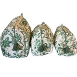 Cosmetic Bag - Block Print Green Floral