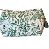 Cosmetic Bag - Block Print Green Floral