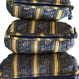 Cosmetic Bag - Block Print Navy and Green Floral